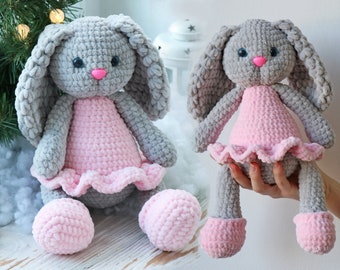 Crochet PATTERN BUNNY, Amigurumi PDF tutorial in English, Bunny crochet amirugumi rabbit pattern, stuffed toy crochet beginner pattern