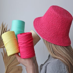 Raffia Garn Premium Garne RAFFIA BIO, 100% Raffia Garn, 151 m, Garn für Hüte, Taschen, Körbe, 9 Farben