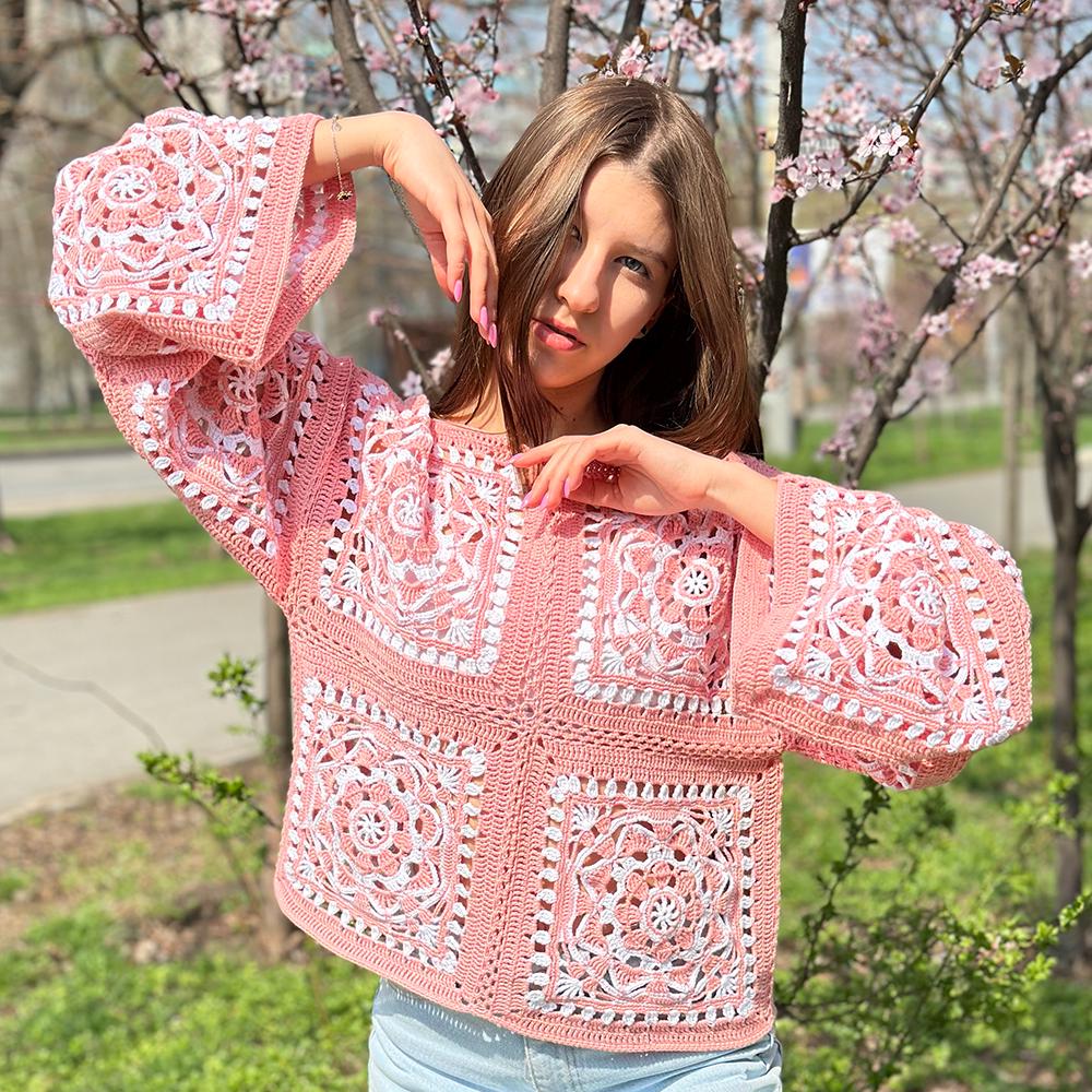 Crochet Pattern Daisy Granny Square Sweater