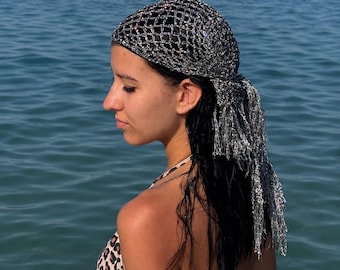 Crochet Bandana PDF Pattern, Mesh Hair Scarf, Crochet Beach Cover-Up, Dogotal Download
