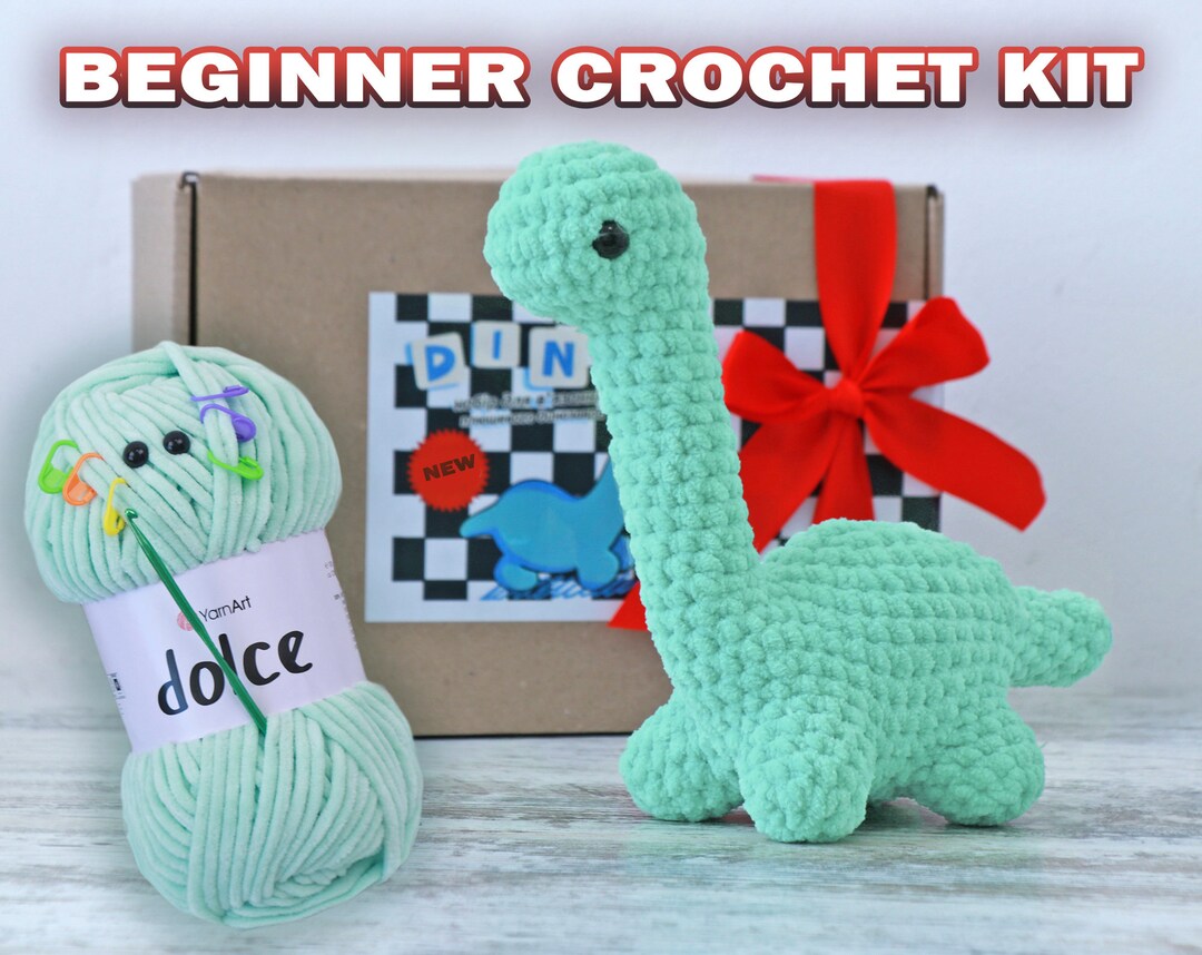 BEGINNER CROCHET KIT Amigurumi Dinosaur Pdf Pattern Easy Etsy