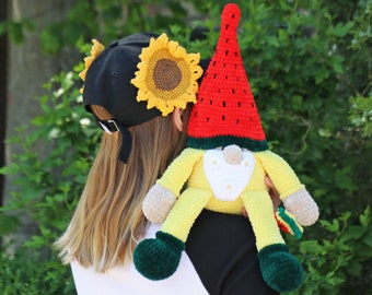 CROCHET patterns Plushie Gnome - watermelon - Easy amigurumi crochet pattern  - DIY crochet toy