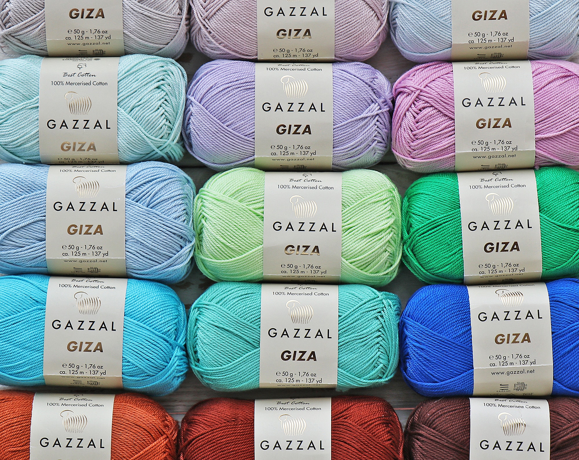 100% Mercerized Cotton GAZZAL GIZA, 27 Colors, Amigurumi Yarn, Dk Yarn, Cotton Yarn, Turkish Yarn, Soft Yarn, Crochet Cotton Yarn