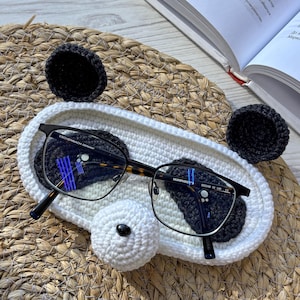 Patron de porte-lunettes panda au crochet, PDF facile pour débutants