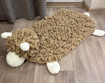 CROCHET PATTERN Sheep Rug, Fluffy Kids Rug DIY, Knitting Pattern, Loop Yarn Chenille