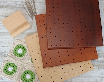 Bamboo Granny Square Blocking Board, Includes Pins & Stand, 3 Color Options