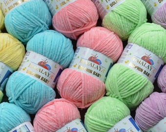 Himalaya Dolphin Baby Chunky Chenille Yarn, Soft Plush Yarn for Amigurumi Toys and Baby Blankets, 44 Colors