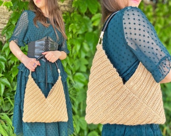 Easy Crochet Bucket Bag Pattern, Jute Yarn Boho Tote PDF Download