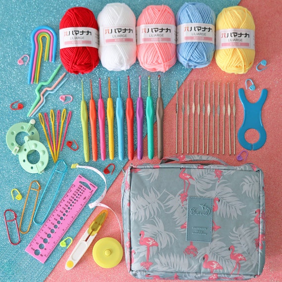 DIY Mini Crochet Kit, Beginner Crochet Kit All Ages, Includes Yarn