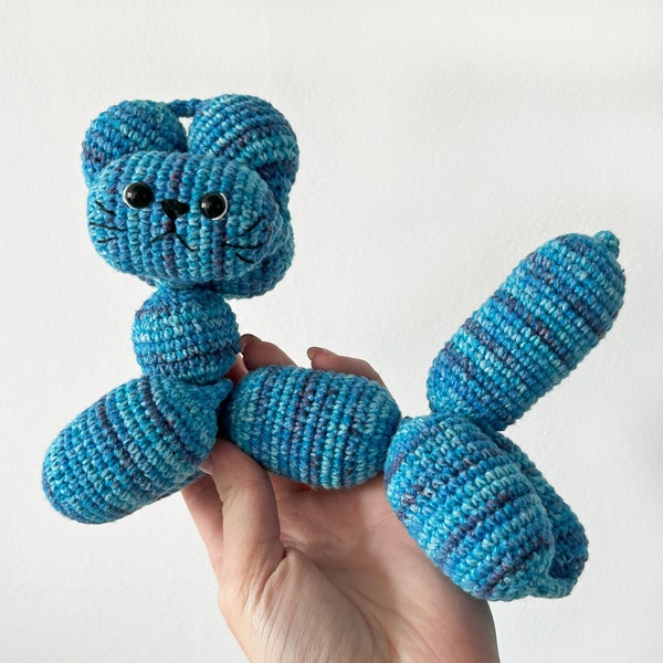 Balloon Animal Cat Crochet Pattern, Amigurumi Cat Pattern, Balloon Cat Pattern, Ballon Animal Plushie, Instant Download