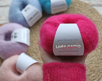 Lana Gatto Silk Mohair Yarn, Italian Lace Weight, 75% Superkid Mohair