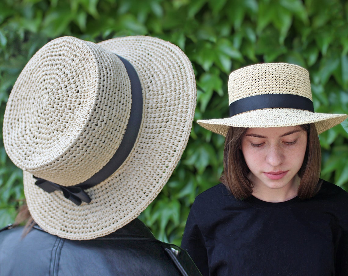 Crochet Pattern Raffia Sun Hat. Canotier PDF Crochet Hat Etsy