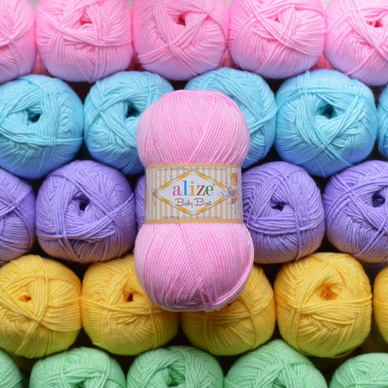 Alaze Label Alize Baby Best 65 Colors, Acrylic Blend Yarn 3.53 Oz /262 Yds, DK Yarn ...