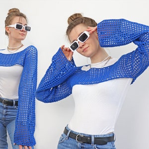 Crochet Shrug Pattern, Lace Crop Top Sleeves XS-2XL PDF Pattern