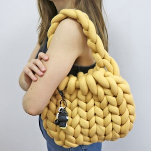 Easy Grobe Wolle Tasche Arm Strickmuster, The Frankie Bag, Pdf und Video Tutorial Chunky Purse, Purse Crochet Pattern, T-Shirt Garn