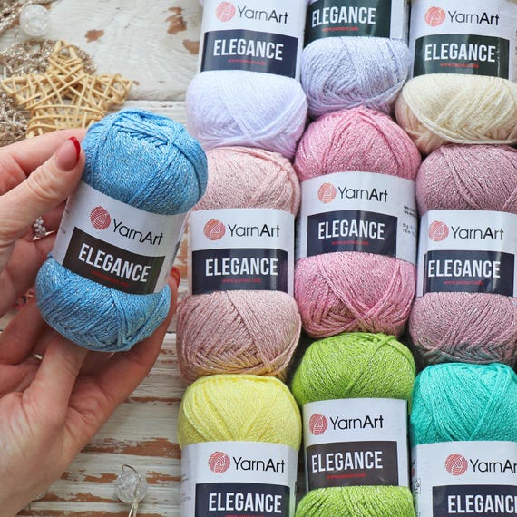YarnArt Elegance Cotton Yarn, Glittery Metallic Sport Weight
