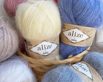 ALIZE 3 SEASON - Mohair Garn, Wollgarn, Winter Garn, Mischgarn, Warmes Garn, Flauschiges Mohair Garn, Natürliches Mohair Garn