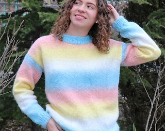 Easy Knit Oversize Sweater Pattern, Beginner Continental Style PDF Pattern