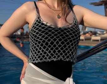 Crochet Mesh Top Pattern PDF Beach Cover Up, Summer Net Top