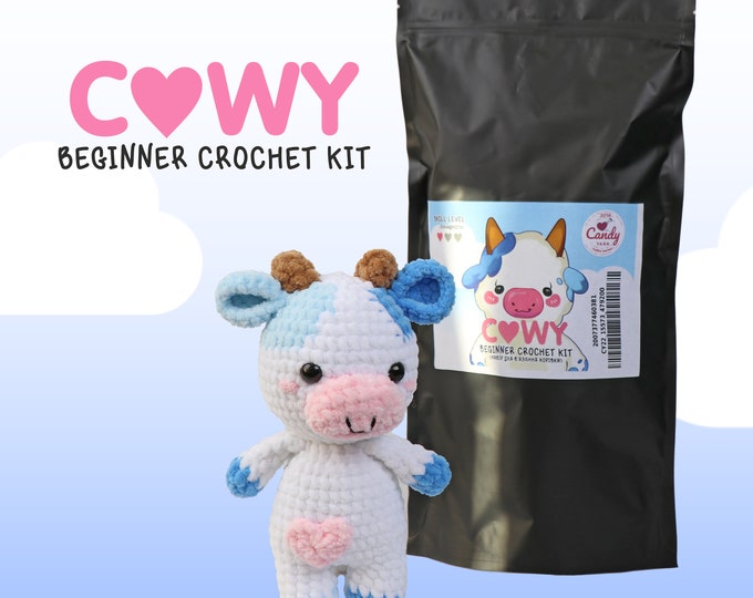 BEGINNER CROCHET KIT Amigurumi Cow, Easy Starter Crochet Kit, Amigurumi ...