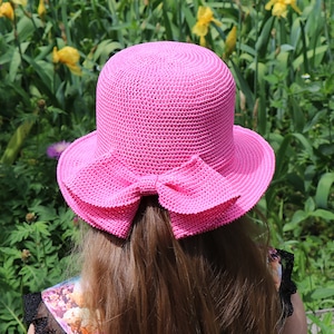 Crochet Bow Bucket Hat Pattern, Easy DIY Summer Baby Sun Hat (PDF Download)