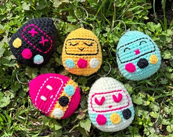 Crochet Tamagotchi Keychain Pattern, Y2K Amigurumi PDF, Stress Relief Toy, Fidget Phone Charm, Instant Download
