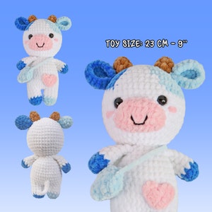 BEGINNER CROCHET KIT Amigurumi Cow, Easy Starter Crochet Kit, Amigurumi Kit, Diy Craft Kit Gift, Learn How To Crochet Kit, Amigurumi Cow image 8