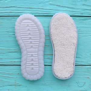 Baby Rubber Soles for Crocheting, Sizes 22-33, with Faux Fur Insoles