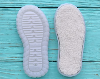 Baby Rubber Soles for Crocheting, Sizes 22-33, with Faux Fur Insoles