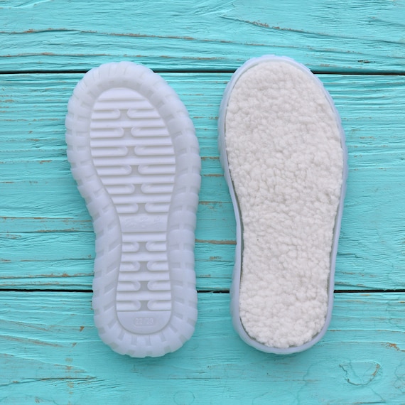 Baby Rubber Soles for Crocheting, Sizes 22-33, with Faux Fur Insoles
