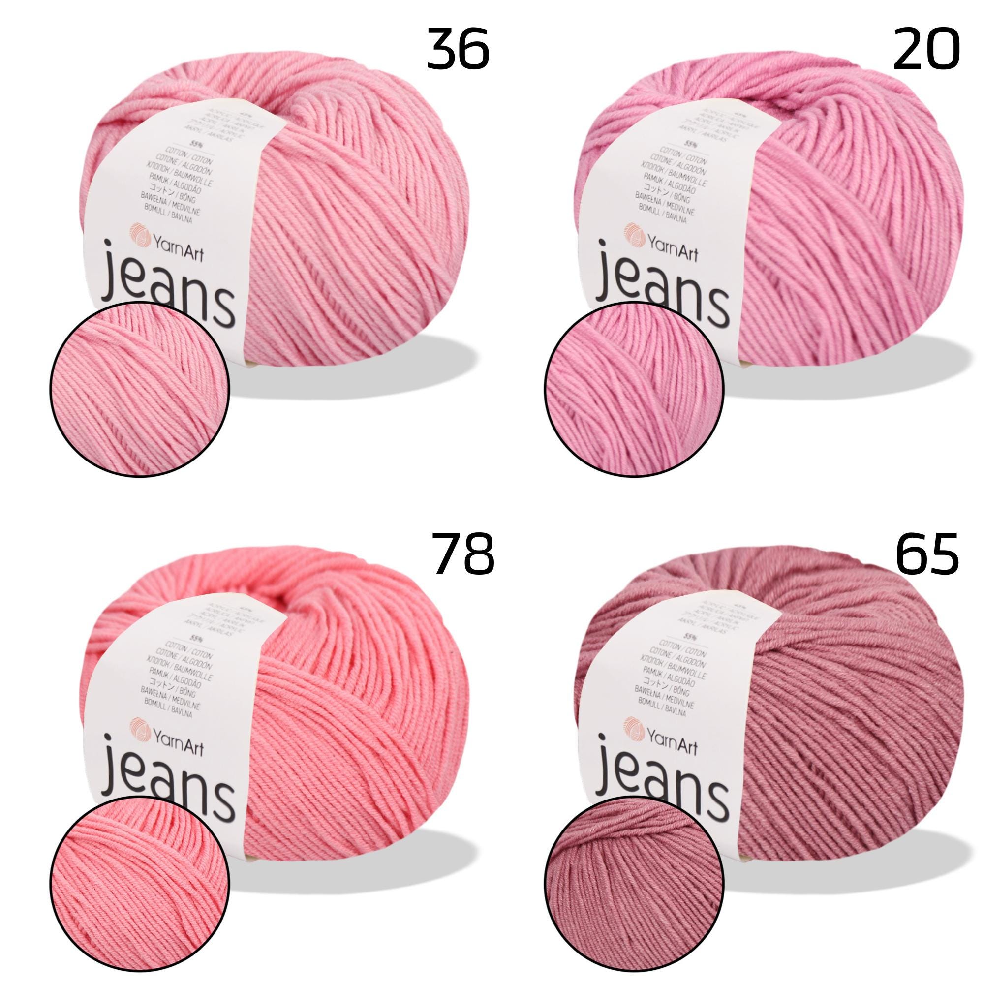 YARNART JEANS、62色、編み物用糸、ベビー用糸、あみぐるみ用糸