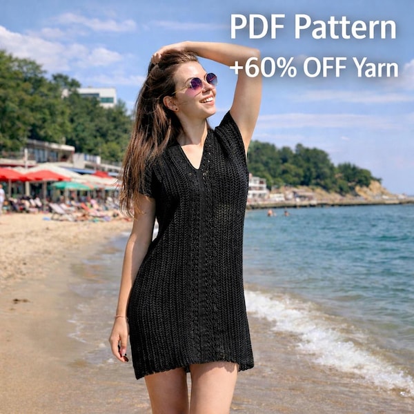 Crochet Swimsuit Cover Up Pattern: Easy Beach Dress (PDF Pattern, One Size)