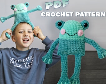 NO SEW Leggy Frog Crochet Pattern, Crochet Amigurumi, Crochet Frog, Crochet Plush, Crochet Gift for Kids, Kawaii Plush Crochet Mini Plush