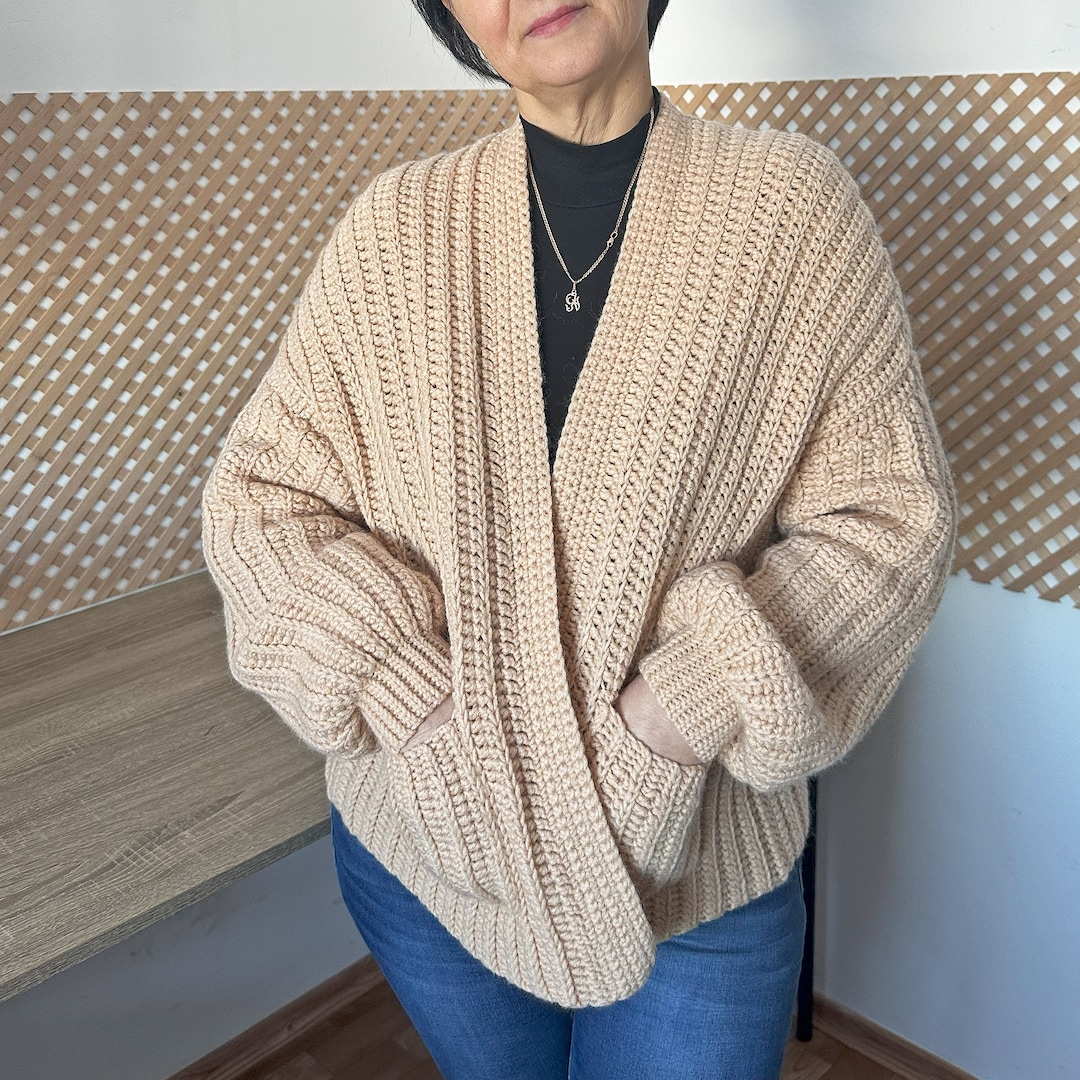 Cozy CARDIGAN With Pockets Crochet Pattern