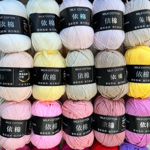 4-Ply Milk Cotton Yarn, 40 Colors, DK Acrylic Blend Yarn, Knitting, Crochet, Amigurumi, 1.75 oz / 100 m