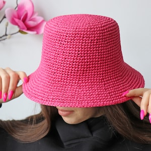 Handmade Style: Organic Raffia Bucket Hat Pattern – Instant Download, Panama hat Adult Size, Crochet Sun Hat, Crochet PDF Pattern