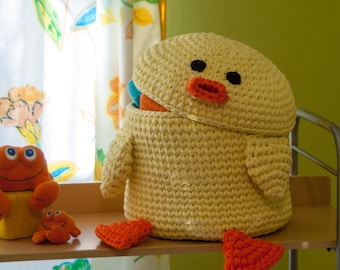 Duck Crochet Basket Pattern PDF, Beginner Nursery Storage Organizer, Instant Download