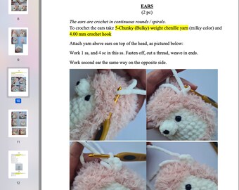 ハリネズミのあみぐるみかぎ針編みパターン、簡単初心者向け動物 PDF