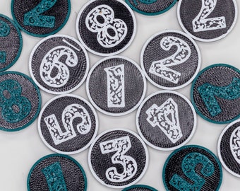 Map Markers - SCROLLWORK NUMBERS - 24mm (1") size - Lots of Colors - RPG Gaming - Dungeons and Dragons - D&D