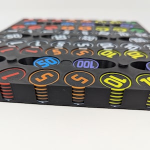 3D Printed Game Money Tokens: 100 Coins with Case