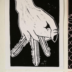 Walking At Night - Original A5 Lino print