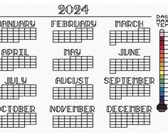 High Temperature Calendar Cross Stitch Pattern **2024 Edition**