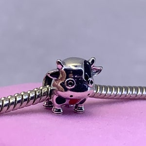 Cute Cow Calf Sterling Silver Charm Bead Pendant S925, Scottish Highland Cow Animal Cow Farm Jewellery Pandora Compatible