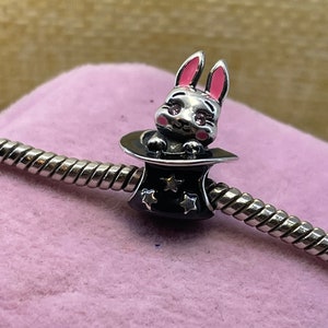 Sterling silver magic hat bunny rabbit charm bead