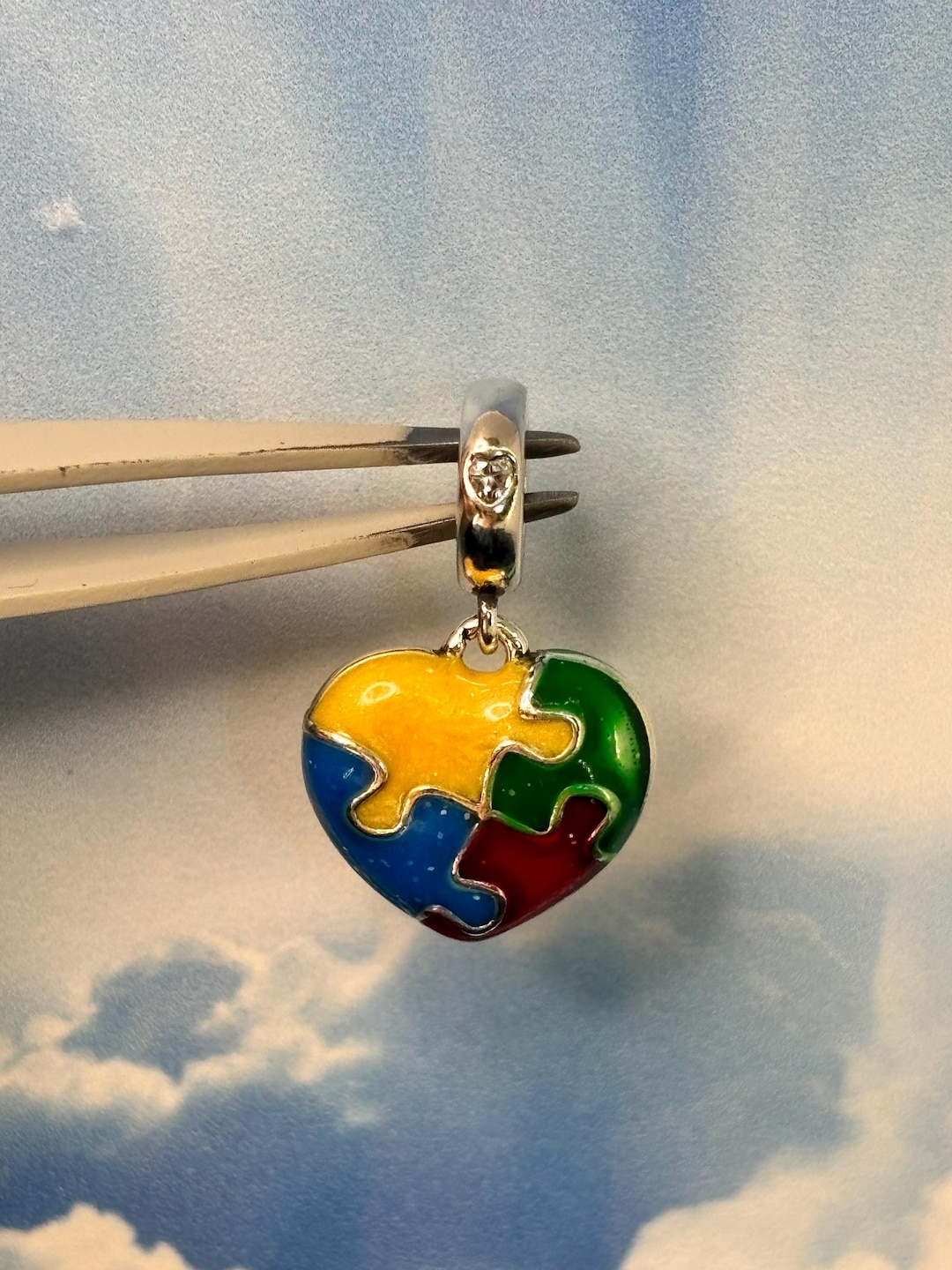 Sterling Silver Autism Awareness Puzzle Heart Charm Pendant - Etsy