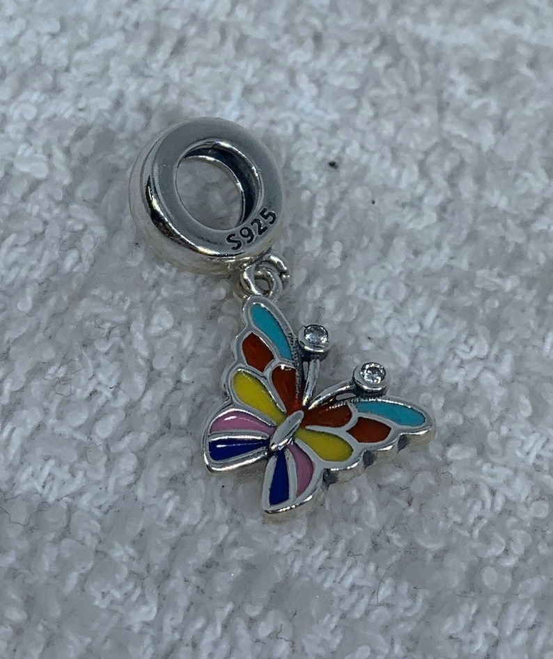 Sterling silver colorful butterfly european charm