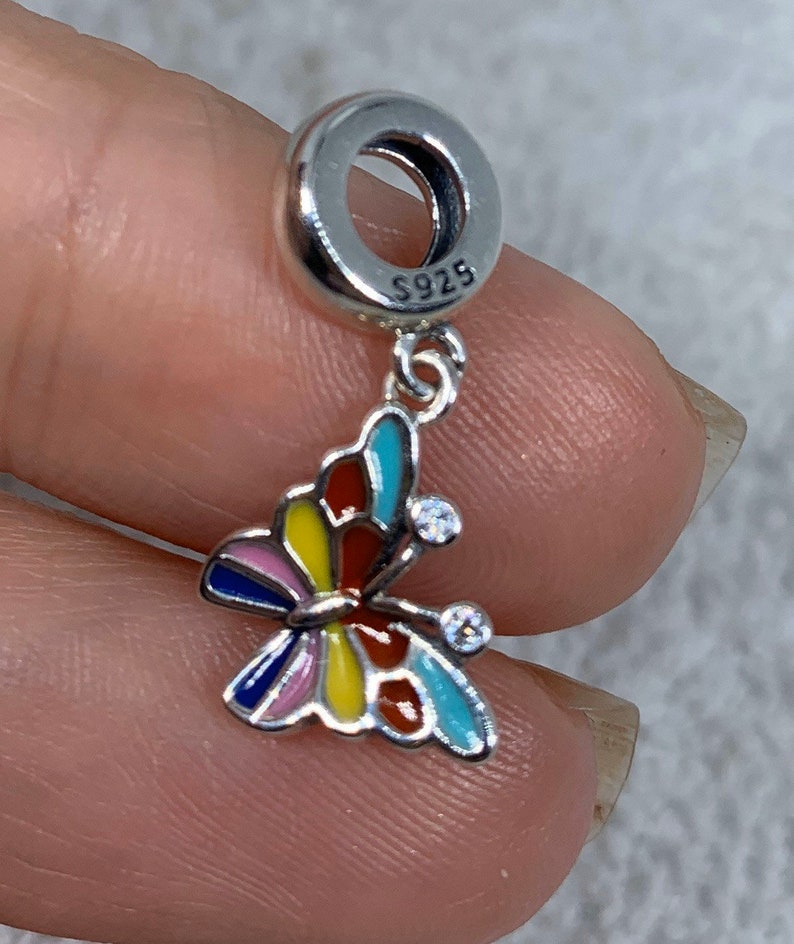 Sterling silver colorful butterfly european charm