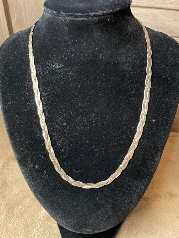 Vintage herringbone braided Italian sterling silve