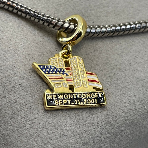 Commemorative 911 golden overlay charm pendant