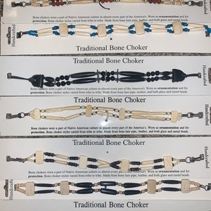 Traditional bone choker with leather tie back